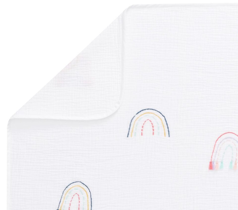 Muslin Rainbow Tassel Baby Blanket Pottery Barn Kids UK